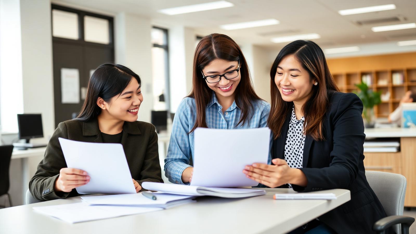 Student meeting with an admissions advisor at a school office