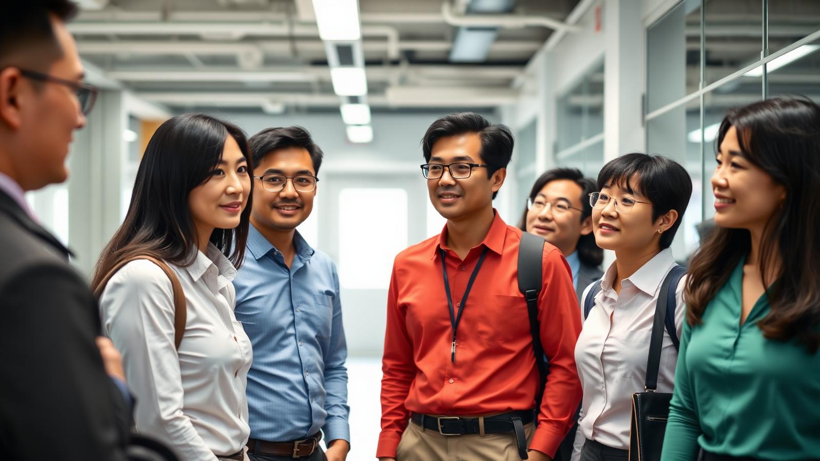 Asian corporate delegation touring a company facility in the United States